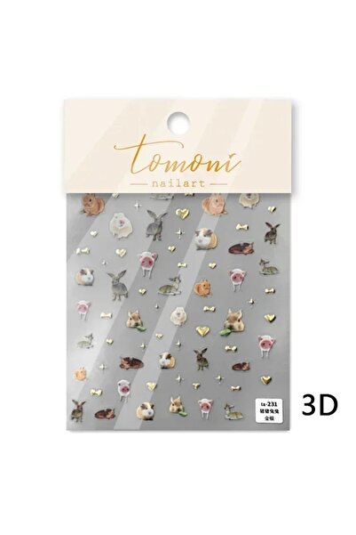 NAILFYOU 1pcs TA231 Lovely Dog Cat Animal Bunny 3D Soft Embossed Relief Self ...