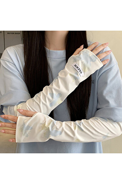 Choice3 Blue Summer Ice Silk Protection Arm Sleeves UPF50+ Breathable Butterf...