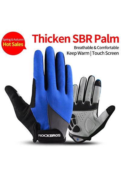 ROCKBROS S S030-2BL Windproof Cycling Gloves Bicycle Touch Screen Riding MTB ...