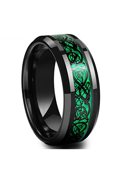 Choice 9 green Classic 8mm Black Tungsten Wedding Celtic Dragon For Men Fashi...