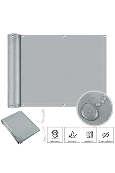 Choice1 90x300CM Grey Balcony Privacy Screen Fence Windscreen Sun Shade Cloth...