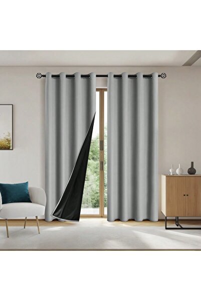 Choice Grommet Top 132X160cm Grey 1panel Solid 100% Blackout Curtains with Gr...