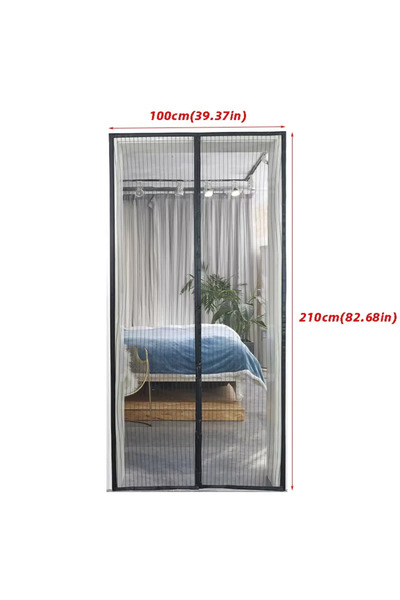 Choice 100x210cm Black G3029B Self-closing Magnetic Insect Screen, Invisible ...