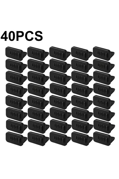 Choice 40Pcs Black Dust Plug for USB -A Charger Port Cover Cap Female Jack Un...