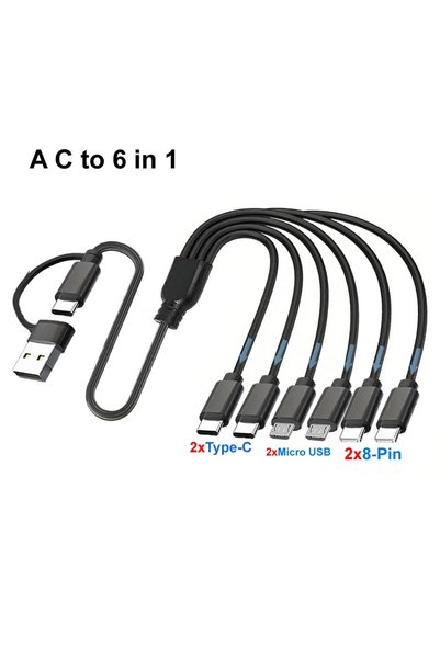Choice A C to 6 in 1 - 50cm 0.5m 5V USB-C Splitter Charging Cable for Multipl...