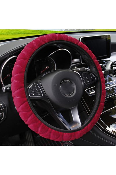 Choice Red 37-39cm Universal Car Steering Wheel Covers Winter Soft Warm Plush...