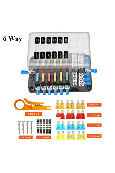 Choice 6 WAY Plus 12V 24V 6 Way 12 Way Blade Fuse Box Holder For Car Boat Fus...