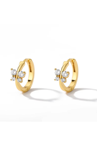 Choice AEH70244-3 Trending Small Crystal Butterfly Hoop Earrings Chic Gold/Si...
