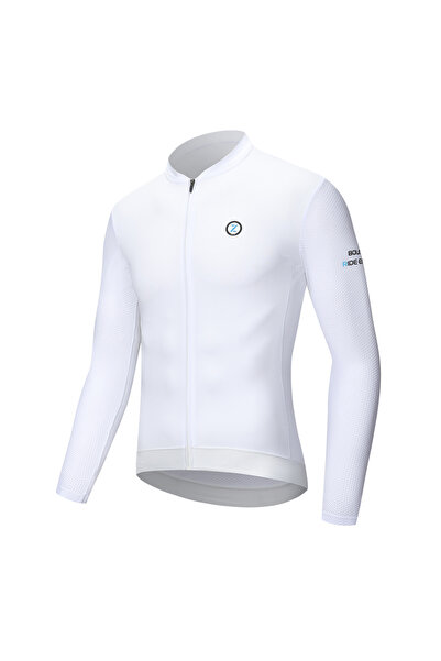 Choice L White ZRSE Men's Cycling Jersey with Long Sleeve UPF 50+ Anti-UV Sli...