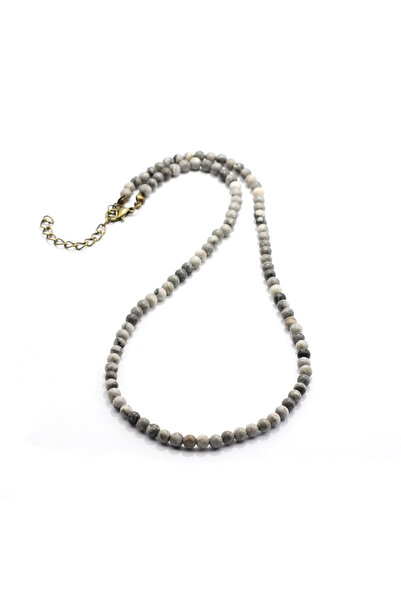 Choice Map Stone Simple 4mm Small Stone Necklace Men Handmade Natural Howlite...