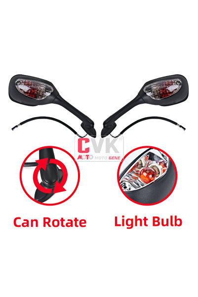 choice2 Rotate Smoke Bulb CVK RearView Mirror LED Light For Suzuki GSXR600 GS...
