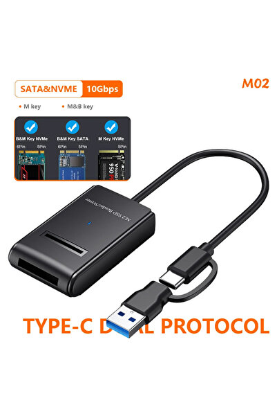 Choice1 M02 UC SATA NVME M.2 to USB Type-C SSD Adapter Dual-Protocol M2 Easy ...