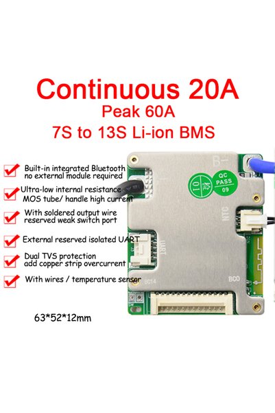 Choice6 7S-13S 20A 60Apeak JBD Bluetooth Smart BMS 7S to 17S 10S 13S 14S 16S ...