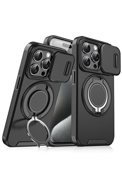 Choice90 Pc + tpu for iphone13ProMax(6.7") Black 360°Rotating Hidden Metal Ri...