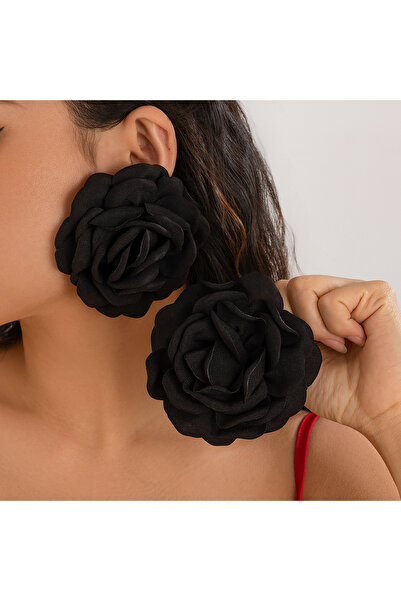 Choice Color 03 SHIXIN Elegant Fabric Big Rose Flower Stud Earrings for Women...