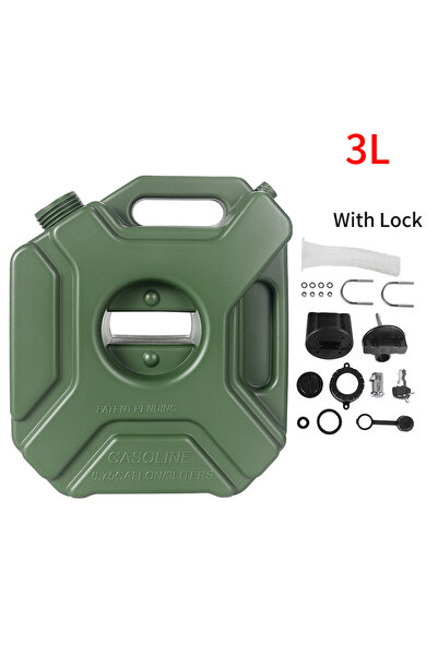 Choice10 3L Green With Lock 3L/5L Portable Plastic Cans Gas Fuel Tank Emergen...