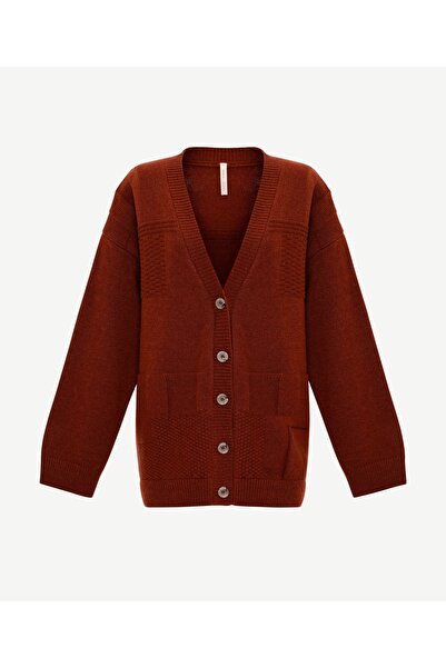 Yargıcı Wide V-Neck Long Sleeve Cardigan