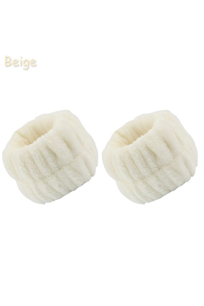 Choice Beige 2Pcs Soft Microfiber Spa Wrist Washbands Reusable Face Washing T...