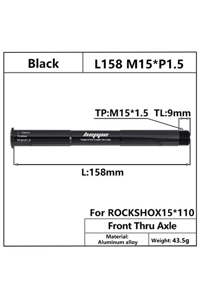 Choice 15x110 Black HEPPE Bike Front Fork Thru Axle MTB Fork Barrel Shaft M15...