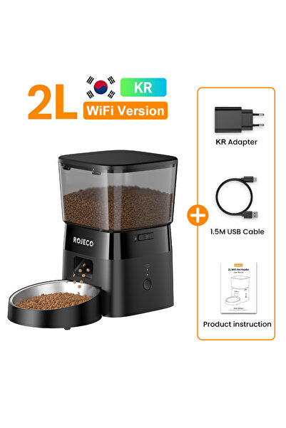 Choice 2L Black with KR Plug ROJECO Dog Feeder Automatic Smart Pet Food Dispe...