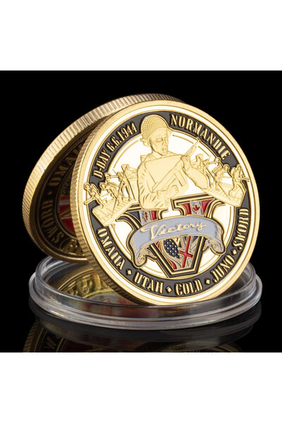 Choice Gold WWII 1944.6.6 D-Day Normandy War II 70th Anniversary Metal Challe...