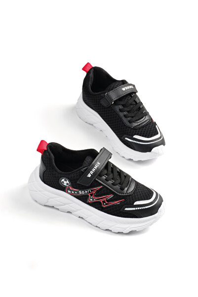 Tonny Black Children's Unisex Black Comfortable Fit Breathable Velcro Sneaker