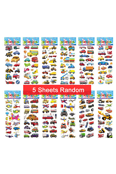 choice2 5 KT Vehicle Sticker 5 Sheets Kids Stickers Puffy Stickers for Childr...