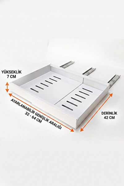 wise tree Beyaz Yapışkanlı Metal Dolap İçi Düzenleyici Raylı Dolap Organizeri, Ayarlanabilir Sürgülü Mutfak Rafı Tencere Tava temizlik gereçleri Lavabo Altı Organizer
