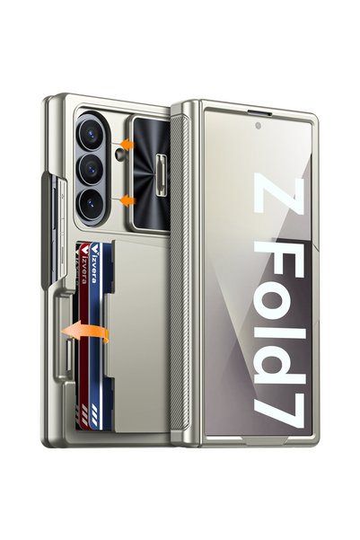 Choice جراب Galaxy Z Fold7 Champagne لهاتف Galaxy Z Fold 7، محفظة RFID مع حام...