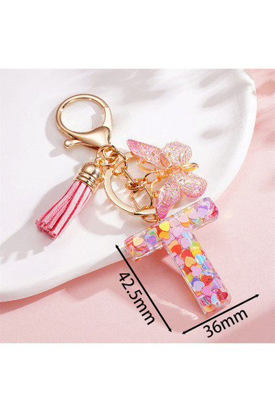 Choice T 1Pc A-Z Letters Pendant Keychain Tassels Key Chains Hanging Pendant ...