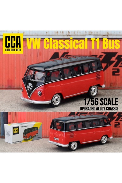 Choice4 Black Top 1/56 Volkswagen T1 Bus Toy Car Model CCA MSZ 1:64 Diecast M...