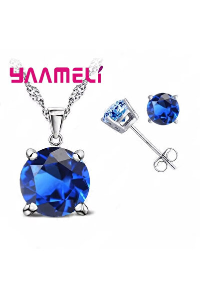 choice2 blue Fast Shipping 925 Serling Silver Color Shiny Cubic Zirconia Neck...