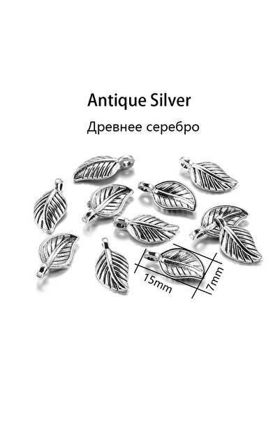 Choice Antique Silver 60pcs 15x7mm Alloy Leaves Shape Antique Pendant Charms ...