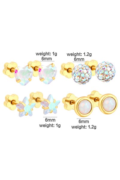 Choice LPE16081G Set of 4 Sweet and Fashionable Colorful Stud Earrings, Stain...