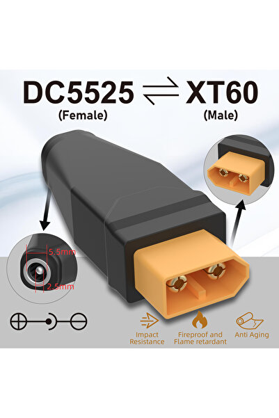 Choice1 محول رأس موصل DC5525 أنثى إلى XT60 ذكر، XT60 إلى DC5211، لتحويل المقا...
