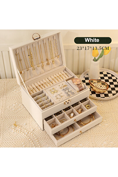 Choice 3 Layers White VANSIHO Classic Luxury Multi-Functional Jewelry Box Lar...