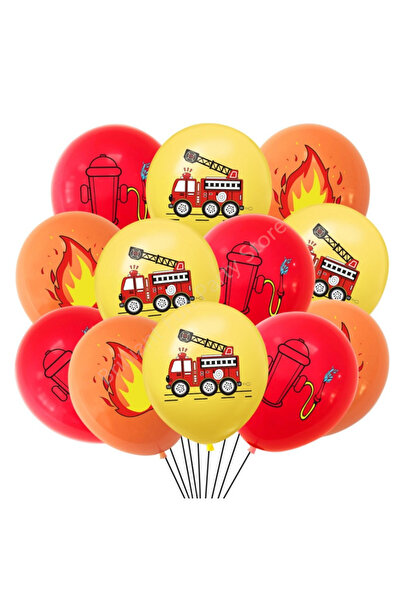 Choice As picture 12INCH style-12pcs-mix Fire Truck Party Balloons Set for Ki...