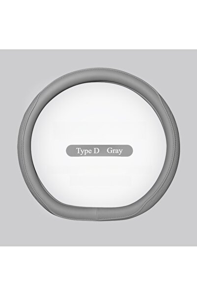 Choice Gray Type D Napa Leather Perforated Patchwork Car Steering Wheel Cover...