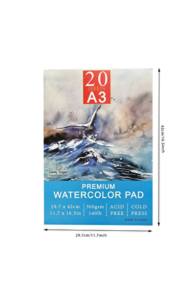 Choice A3 A3/A4/A5 Watercolor Pad, 140lb/300gsm, 20 Sheets | Cold-Pressed, Ac...