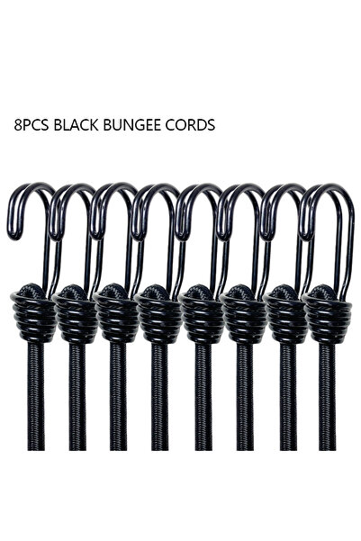 Choice Black 8Pcs 60cm Bungee Cords High Elasticity Latex Tied Rope Bicycle L...