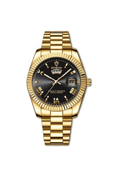 BINBOND gold black BINBOND Brand Mens Business Sports Quartz Watch Classic Wa...