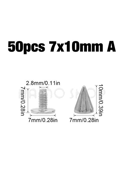 Choice11 7x10mm A-50pcs 5-50pcs/set Silver Rivets Cone Studs Bullet Spikes Ri...