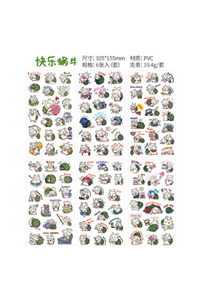 Choice7 14 6Pcs/Lot Waterproof Cartoon Transparent Pvc Stickers DIY Hand Acco...