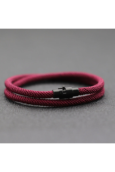 Choice S 18.5cm 7.3Inch Wine New Minimalist Men Rope Bracelet Double Layer Su...