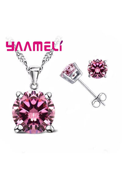 Choice4 pink Fast Shipping 925 Serling Silver Color Shiny Cubic Zirconia Neck...