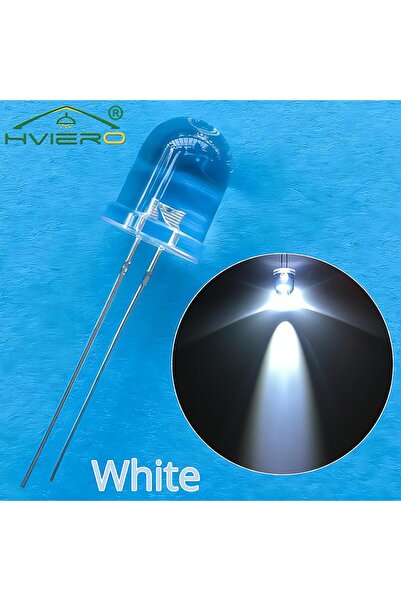Choice white 50Pcs 10mm Round Top Super Bright Lamp Beads Clear Emitting Diod...