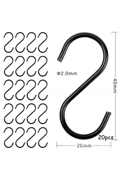 choice2 20PCS black 60/20pcs Heavy-Duty Stainless Steel S-Hooks - For Kitchen...