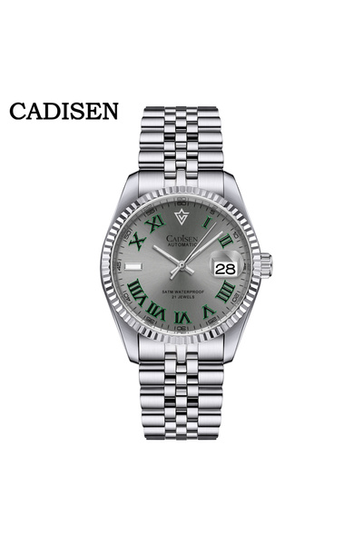 Choice Silver CADISEN 38MM Men's Automatic Mechanical Watch Luxury AR Sapphir...