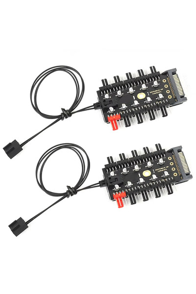 Choice4 2Pcs SATA Teucer PC Cooler Fan HUB 1 to 10 12V 4 Pin PWM Splitter Ext...