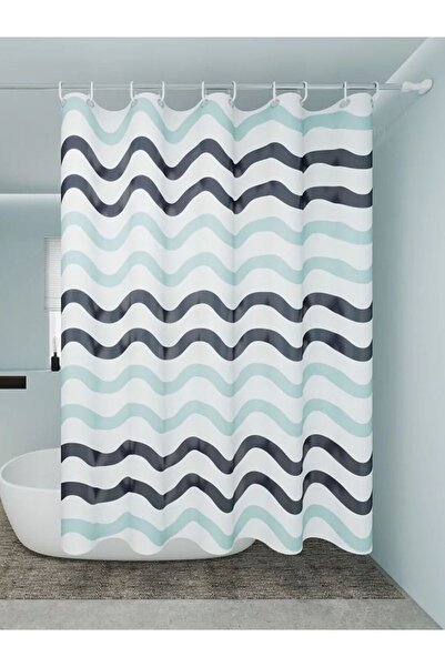 Choice1 120*180cm Bicolor wave Two-Color Wavy Pattern Shower Curtain, a Simpl...